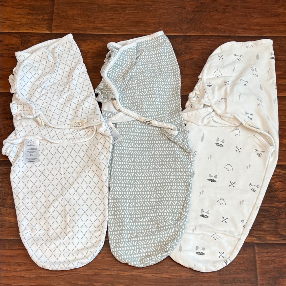 Neutral Printed Baby Sleep Sacks Trio - Soft Cotton Swaddle